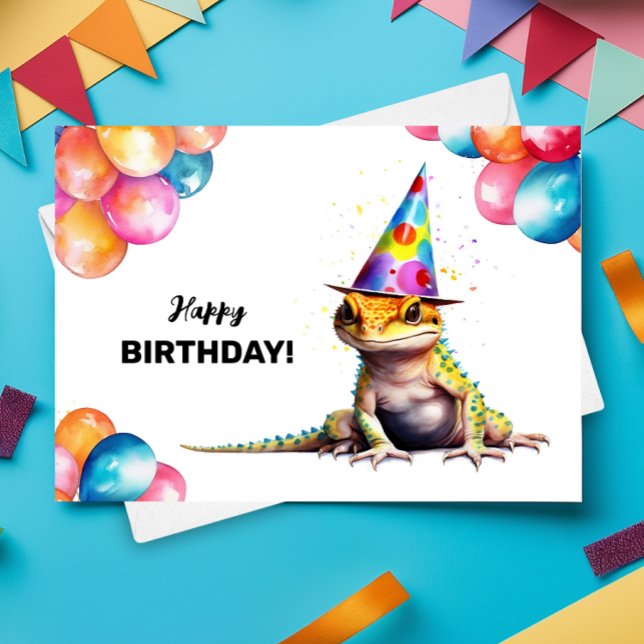 Leopard Gecko Colorful Pet Lizard Happy Birthday Karte (Von Creator hochgeladen)