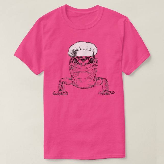 Leopard Gecko Cook Koch Funny Cooking T-Shirt (Design vorne)