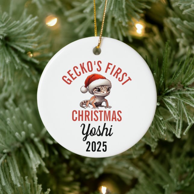Leopard Gecko First Christmas 2025 Keramik Ornament (Baum)