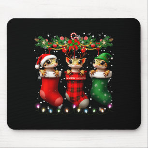 Leopard-Gecko in Weihnachts-Socken leuchtet Leopar Mousepad