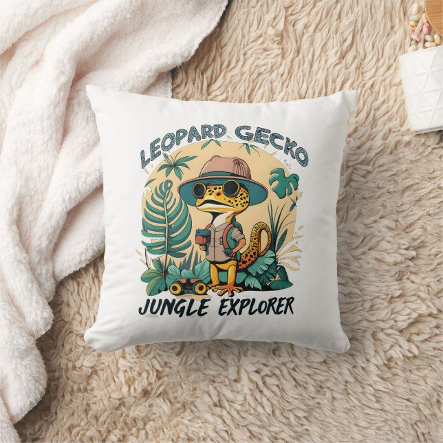Leopard Gecko Jungle Explorer: Wildes Abenteuer Kissen (Decke)