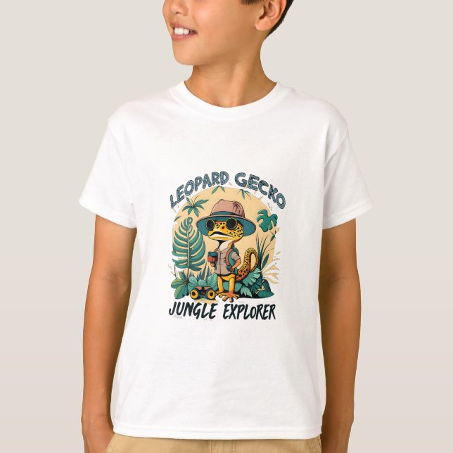 Leopard Gecko Jungle Explorer: Wildes Abenteuer T-Shirt (Vorderseite)