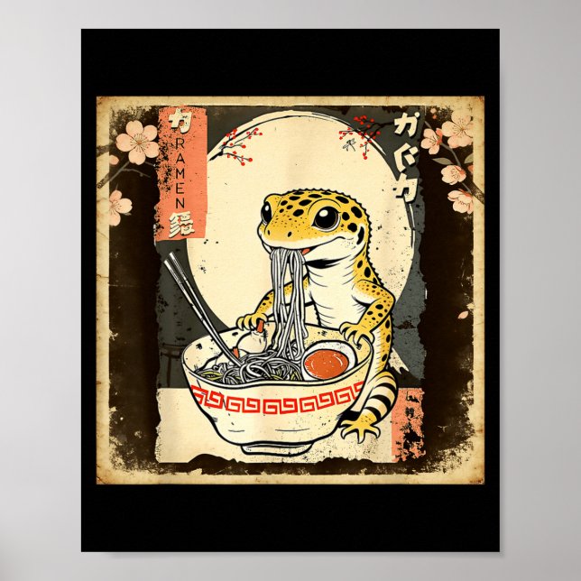 Leopard Gecko Lizard Ramen Crested Gecko Japanese  Poster (Vorne)