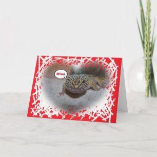 Leopard Gecko Lizard Winking Valentines Card Feiertagskarte