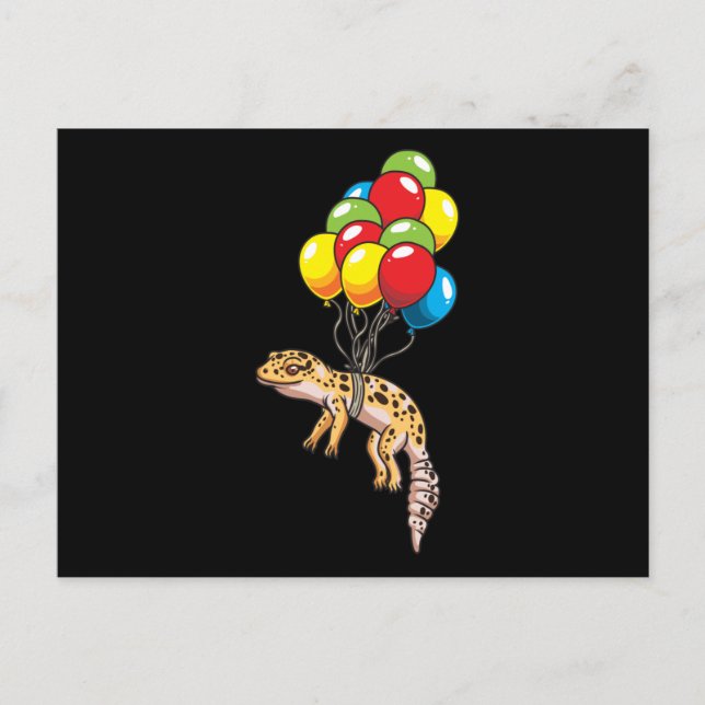 Leopard Gecko mit Balloons Geschenk Postkarte (Vorderseite)