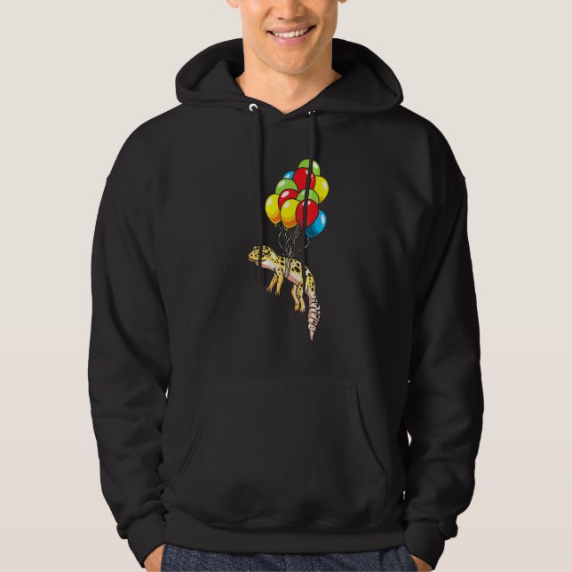 Leopard Gecko mit Balloons Hoodie (Vorderseite)