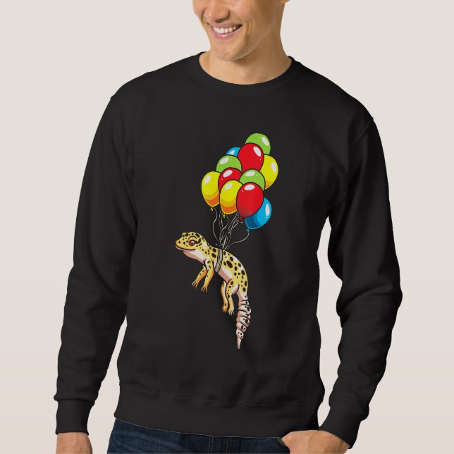 Leopard Gecko mit Balloons Sweatshirt (Vorderseite)
