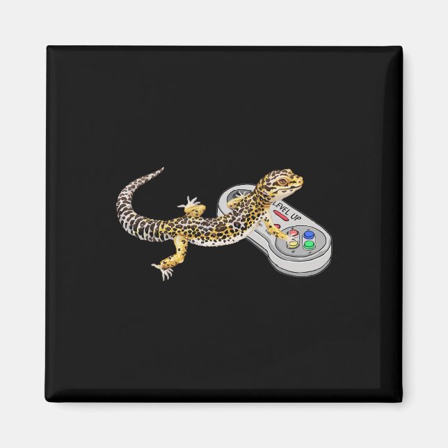 Leopard Gecko Playing Video Game Lizard And Reptil Magnet (Vorne)