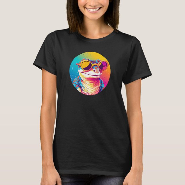 Leopard Gecko Reptile Wearing Sunglasses Retro T-Shirt (Vorderseite)