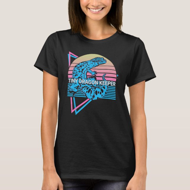 Leopard Gecko Retro Tiny Dragon Keeper T-Shirt (Vorderseite)
