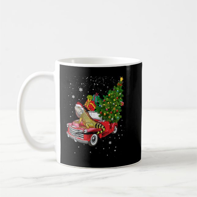 Leopard Gecko Ride Red Truck Weihnachten Pajama  Kaffeetasse (Links)