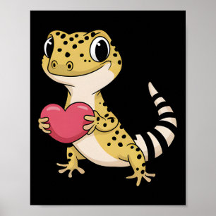 Leopard-Gecko-Tier Valentinstag Liebhaber Reptil  Poster