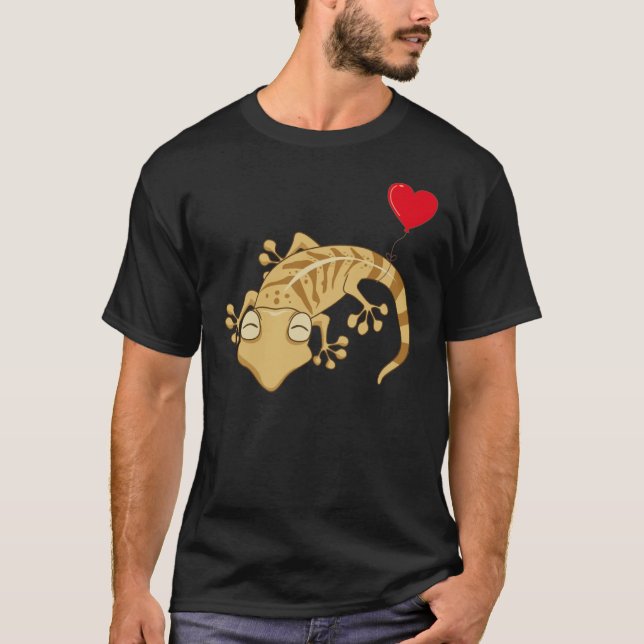 Leopard Gecko With Heart Balloon Valentines Day Lo T-Shirt (Vorderseite)