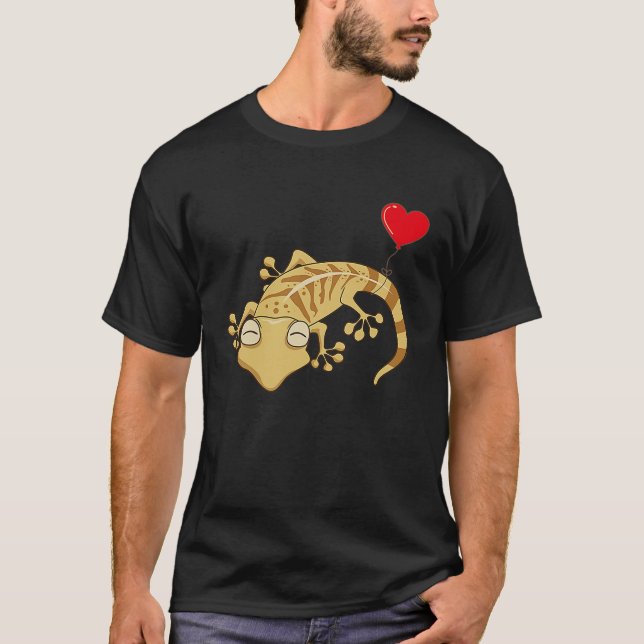 Leopard Gecko With Heart Balloon Valentines Day Lo T-Shirt (Vorderseite)