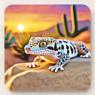 Leopard Gecko Wüstendesign Getränkeuntersetzer
