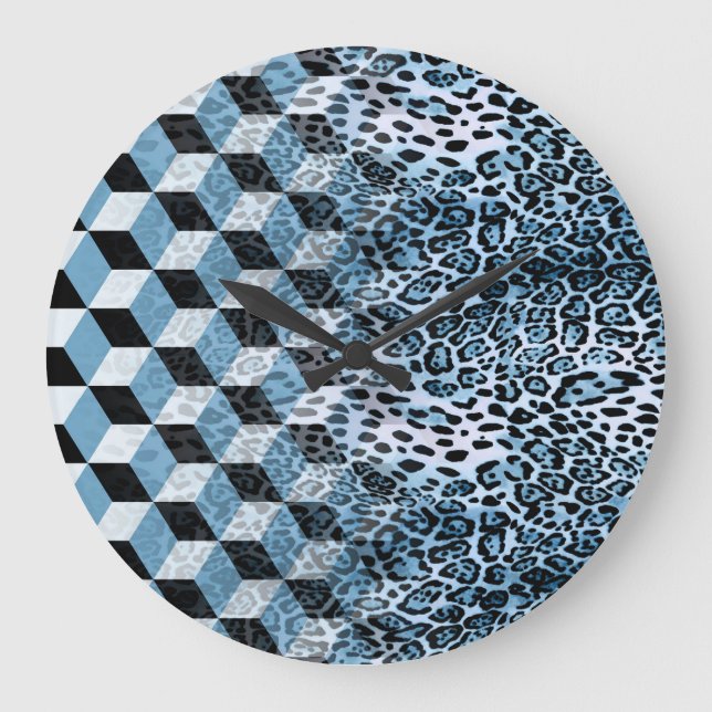 Leopard Geometric, Tierhautdesign. Große Wanduhr (Vorderseite)