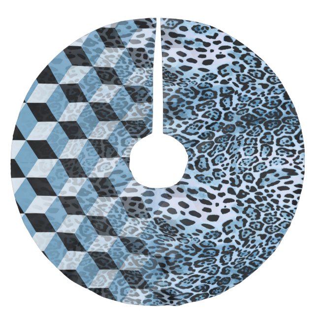 Leopard Geometric, Tierhautdesign. Polyester Weihnachtsbaumdecke (Vorderseite)