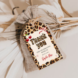 Leopard Gepard Kirsch Geburtstagsgeschenk Etikette Geschenkanhänger