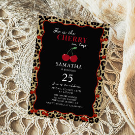 Leopard Gepard Kirsche auf dem Geburtstagseinladun Einladung