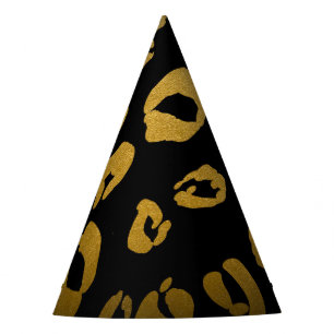 Leopard Gepard Schwarz Gold Dschungel Geburtstagsf Partyhütchen