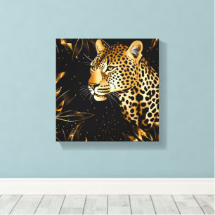 Leopard Gepard Tier Schwarz Gold Leinwanddruck
