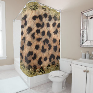 Leopard Gepard Tierdruck Gold Glitter Modern Duschvorhang