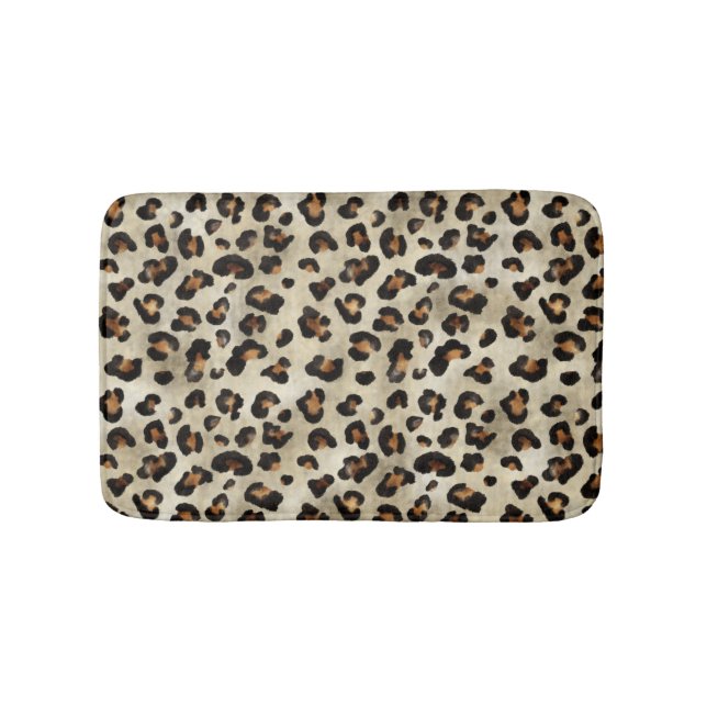 Leopard Gepard Tierdruck Muster Beige Braun Badematte (Vorderseite)
