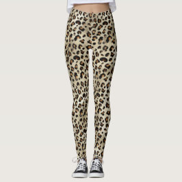 Leopard Gepard Tierdruck Muster Beige Braun Leggings