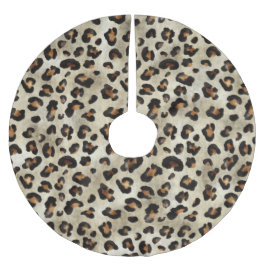 Leopard Gepard Tierdruck Muster Beige Braun Polyester Weihnachtsbaumdecke