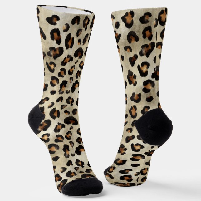 Leopard Gepard Tierdruck Muster Beige Braun Socken (Gewinkelt)