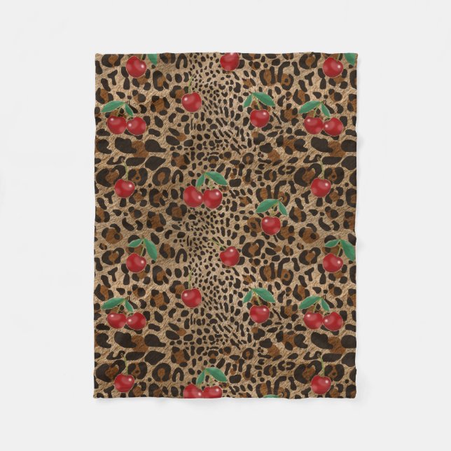 Leopard Gepard Tierdruck Rotkirschmuster Fleecedecke (Vorderseite)