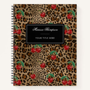 Leopard Gepard Tierdruck Rotkirschmuster Notizbuch
