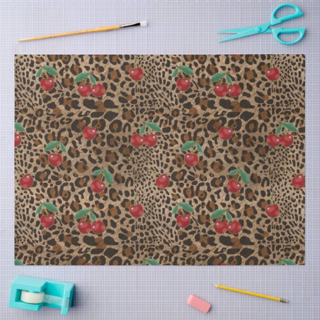 Leopard Gepard Tierdruck Rotkirschmuster Seidenpapier (Basteln)
