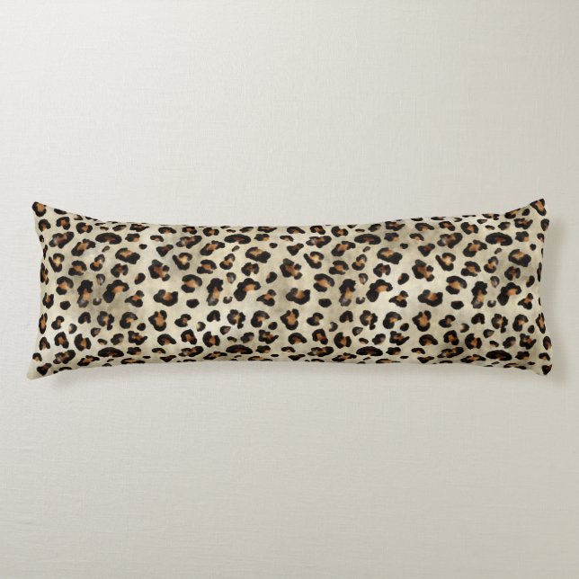 Leopard Gepard Tierdruckmuster Beige Braun Seitenschläferkissen (Vorderseite)