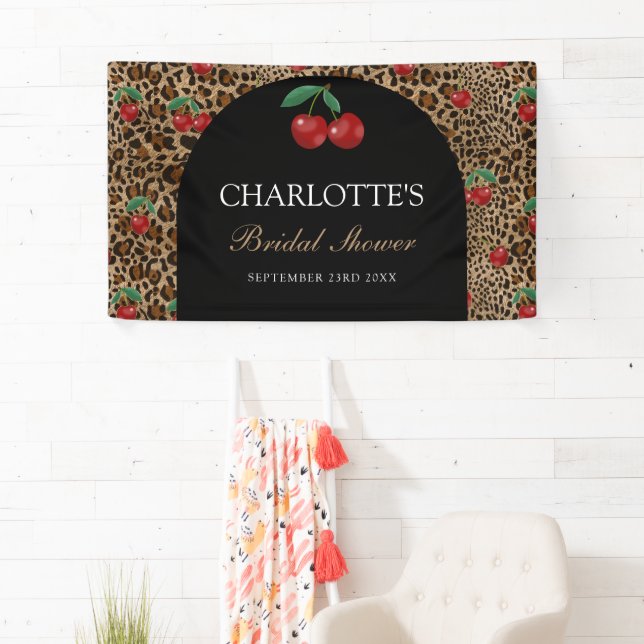 Leopard Gepard Tierprint Kirsch Brautparty Banner (Insitu)