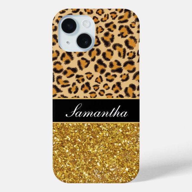 Leopard-Geparden-Glitzer Case-Mate iPhone Hülle (Rückseite)