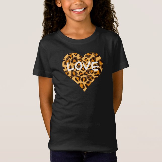 Leopard-Geparden-Herz-Liebe T-Shirt (Vorderseite)