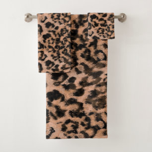 Leopard - gepunkteter Tierdruck Badhandtuch Set