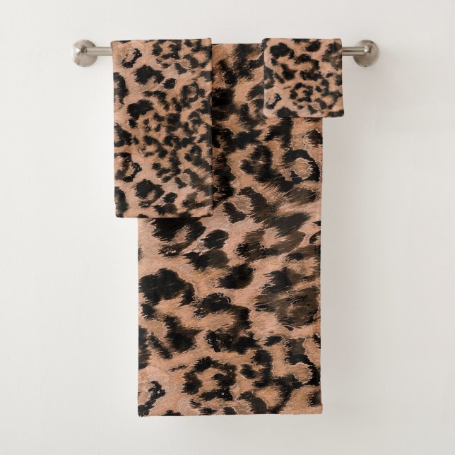 Leopard - gepunkteter Tierdruck Badhandtuch Set (Insitu)