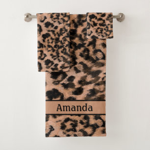 Leopard - gepunkteter Tierdruck Badhandtuch Set