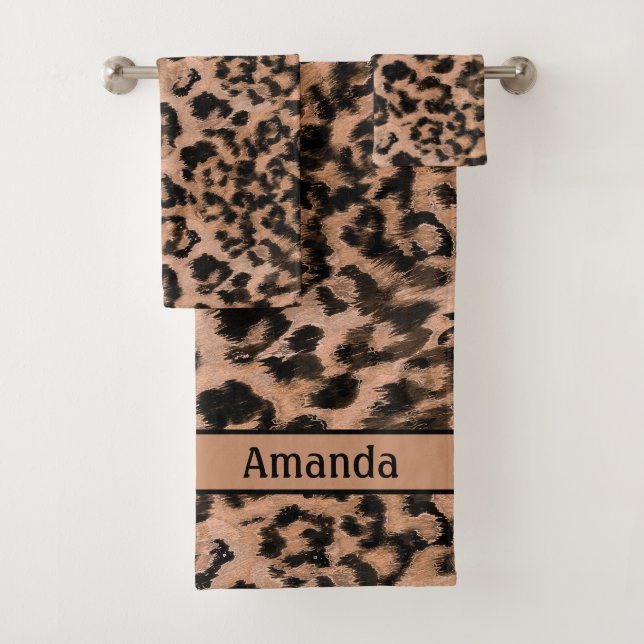 Leopard - gepunkteter Tierdruck Badhandtuch Set (Insitu)