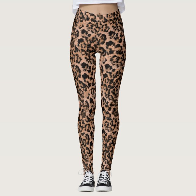 Leopard - gepunkteter Tierdruck drucken Leggings (Vorderseite)