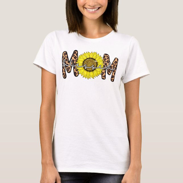 Leopard gesegnet Mutter Sonnenblumen Mama Geschenk T-Shirt (Vorderseite)