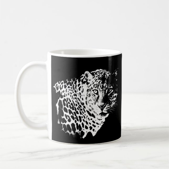 Leopard Gesichtstiere Pop Art Template Trendy Kaffeetasse (Links)