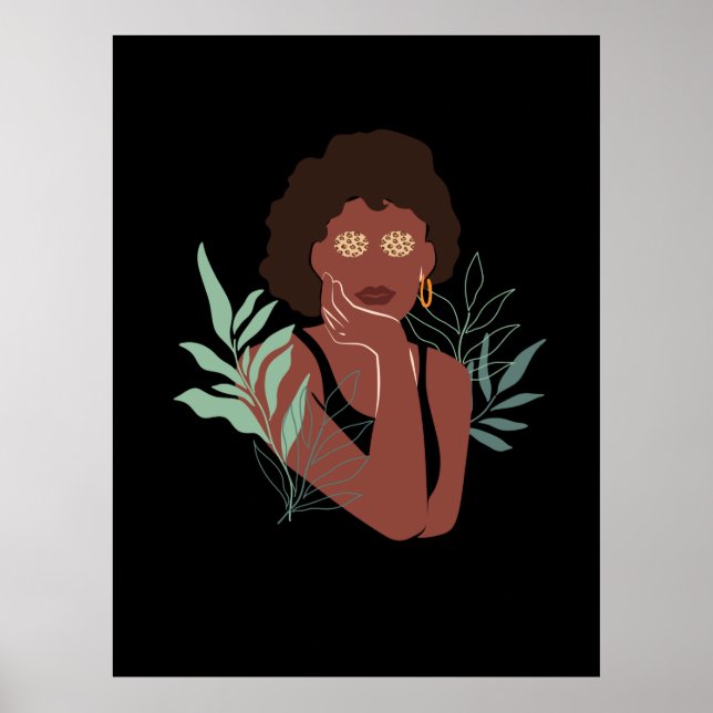 Leopard Girl, Abstrakter Kunstwald Schöne Frau Poster (Vorne)