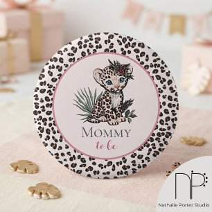 Leopard Girl Cub Pink Pin Button