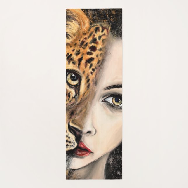 Leopard Girl Face Fantasy Yoga Mat Malerei Yogamatte (Rückseite)