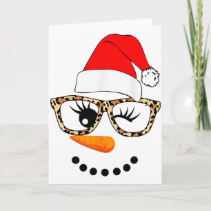 Leopard Gles Weihnachtsmann Schneemann Gesicht Wei Karte