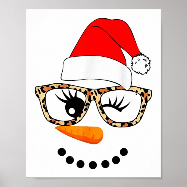 Leopard Gles Weihnachtsmann Schneemann Gesicht Wei Poster (Vorne)