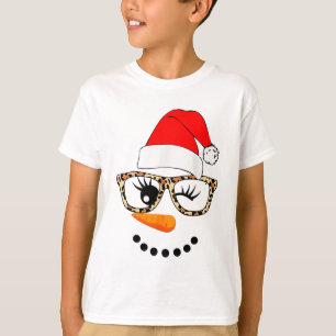Leopard Gles Weihnachtsmann Schneemann Gesicht Wei T-Shirt